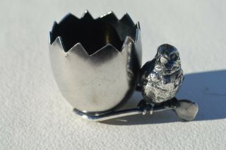 Pretty Antique Barbour Silver Plated Chick,  Eggshell,  Wishbone Toothpick Holder
