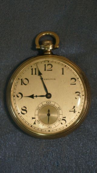 Vintage 1924 Hamilton 916 Pocket Watch 12 Size 17 Jewel Reading Pa.  Running
