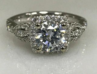 3.  35ct Brilliant Round Diamond Halo Vintage Engagement Ring Solid 10k White Gold