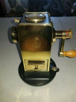 Vintage Desk Pencil Sharpener El Casco Eibar Espana Brass Suction Cup