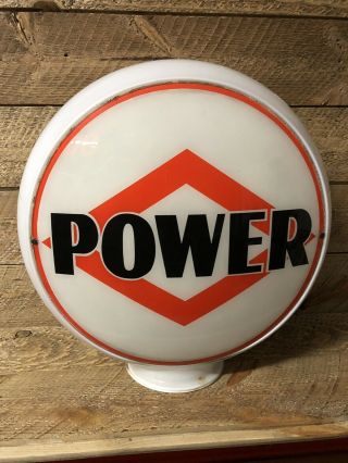 Vintage Dx Power Gasoline Pump One Piece Milk Glass Globe Sign