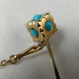 Stunning Antique 9ct Gold & Turquoise Square Dice Stick Pin