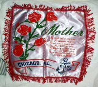 Vintage Wwii Souvenir Pillowcase For Mother - U.  S.  Navy Chicago