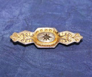 Antique 9ct Gold & Diamond Brooch Panel On Back For Picture Or Hair Chester 1901