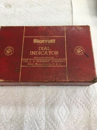 Vintage Starrett No.  196 Dial Test Indicator In Wood Case 2