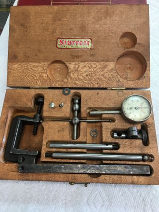 Vintage Starrett No.  196 Dial Test Indicator In Wood Case 6