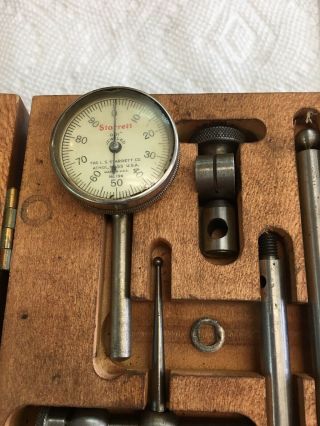 Vintage Starrett No.  196 Dial Test Indicator In Wood Case 7