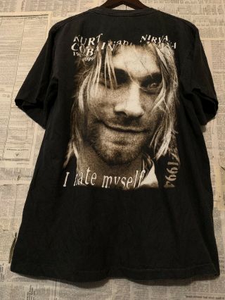 Vtg 90s Nirvana I Hate Myself Rock Band T - shirt 4