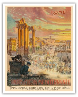 Rome Italy Train Vintage Railway Travel Art Poster Print Giclée 3