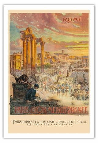 Rome Italy Train Vintage Railway Travel Art Poster Print Giclée 5