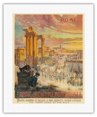 Rome Italy Train Vintage Railway Travel Art Poster Print Giclée 7