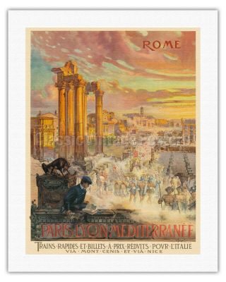 Rome Italy Train Vintage Railway Travel Art Poster Print Giclée 8