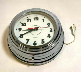 Vintage Usa Lumichron Chrome Model Neon Electric Wall Clock - 12 " - Parts