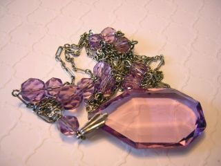 1920 ' s Long AMETHYST / Purple Glass & Crystal FLAPPER Necklace 5