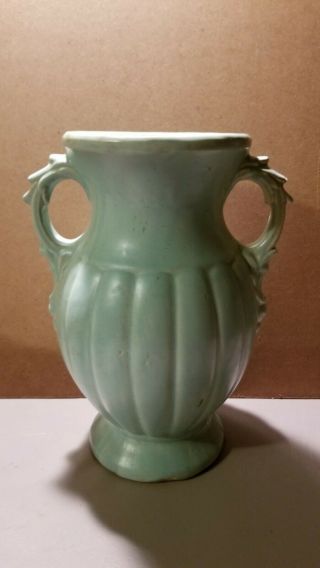 Vintage Nelson Mccoy 45 Green Blue Vase 12 1/2 " Inch Tall