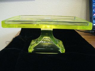 Vintage Clarks Teaberry Gum Display - Vasoline Glass Footed Stand - 1920 