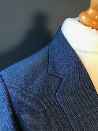 Vintage bespoke blue mohair single breasted prince of wales suit size 38 40 2