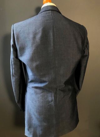 Vintage bespoke blue mohair single breasted prince of wales suit size 38 40 3