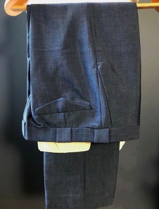 Vintage bespoke blue mohair single breasted prince of wales suit size 38 40 5