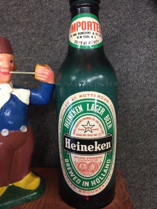 Vintage HEINEKEN BEER STATUE Bottle Man Pipe ManCave Brewerianna Classic Display 7