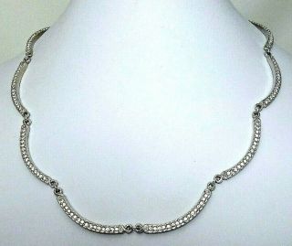 Swarovski Crystal Necklace 17.  5 " Swan Hang Tag,  Rhodium Plated,  Vintage
