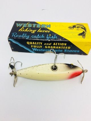 Vintage WESTERN AUTO wounded Minnow Fishing Lure MINTY COLLECTOR GRADE 4
