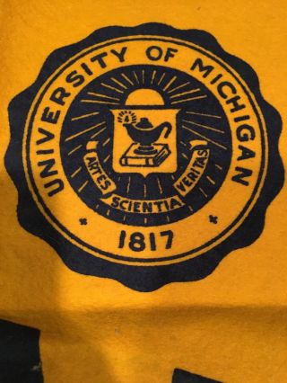 Vintage Antique University of Michigan Felt & Banner Pennant 1940’s 50’s NCAA 12