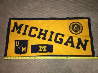 Vintage Antique University of Michigan Felt & Banner Pennant 1940’s 50’s NCAA 2