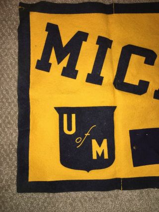 Vintage Antique University of Michigan Felt & Banner Pennant 1940’s 50’s NCAA 4