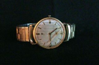 Vintage Omega Swiss 14k Gf Mechanical Men Wristwatch