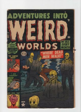 Adventures Into Weird Worlds 13 Vintage Marvel Atlas Comic Pre - Code/hero Horror