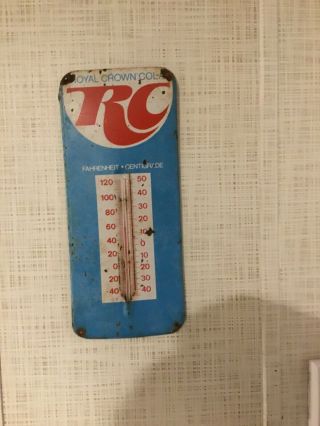 Vintage 24 " Rc Royal Crown Soda Cola Thermometer Metal Sign