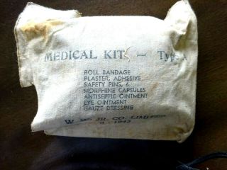 Ww2 1943 Medical Kit,  W.  W.  Jr.  Co.  Limited Vintage Canvas Medical Kit Type A