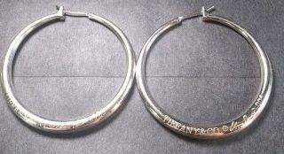 Vtg Sterling Silver Tiffany & Co Hoop Earrings 925 19.  4 Grams Solid