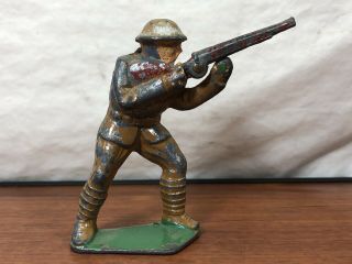 Vintage Barclay Dough Boy Soldier With Hinged Rifle Die - Cast Metal Toy Army Man