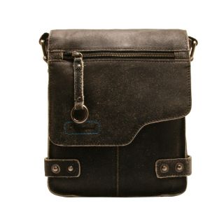 Ashwood - Small Antique Black Vintage Leather Camden Messenger Flight Bag