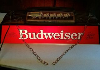Vintage Red Budweiser Worlds Champion Clydesdale Team Pool Table / Bar Light 10