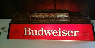 Vintage Red Budweiser Worlds Champion Clydesdale Team Pool Table / Bar Light