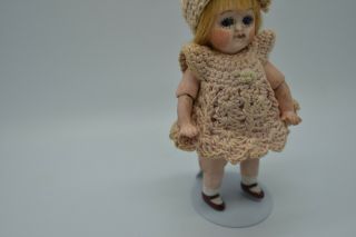 Antique Germany Porcelain Bisque googly Doll with glass eye cute little dress 4