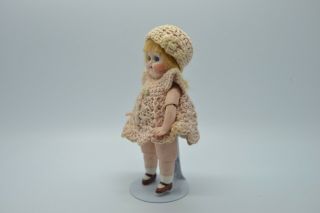Antique Germany Porcelain Bisque googly Doll with glass eye cute little dress 7