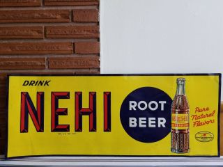 Vintage Early Nehi Root Beer Soda Pop Gas Station 30 " Stamped Tin Sign