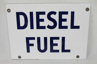 Vintage Nos ? Porcelain Diesel Fuel Gas Oil Pump Plate Sign Black White
