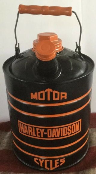 Vintage One Gallon Harley Davidson Oil & Gas Can Restored Man Cave Stenciled
