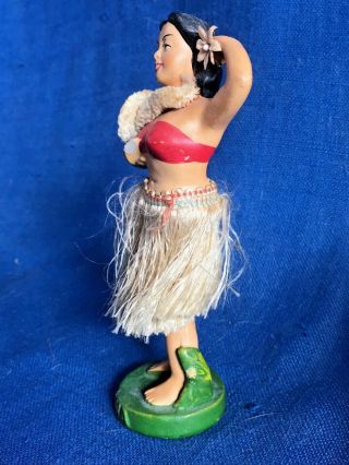 Vintage 1950s Ceramic Chalk Hawaiian Hula Girl Bobble Head Nodder Dashboard Doll 2