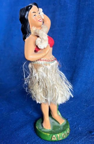 Vintage 1950s Ceramic Chalk Hawaiian Hula Girl Bobble Head Nodder Dashboard Doll 4