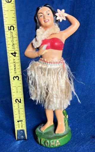 Vintage 1950s Ceramic Chalk Hawaiian Hula Girl Bobble Head Nodder Dashboard Doll 5