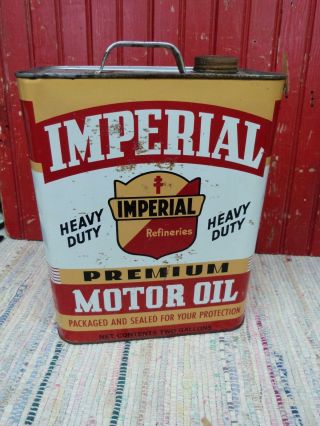 Vintage Imperial Heavy Duty Premium Motor Oil 2 Gallon Metal Can