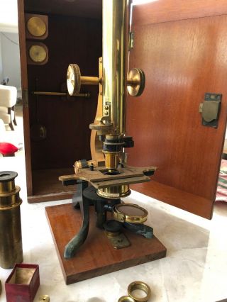Vintage Brass Microscope Lennie Optician Princes Street Edinburgh.