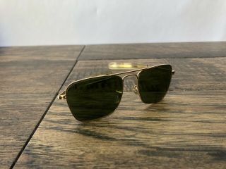 Vintage B&l Bausch And Lomb Ray Ban Aviator Sunglasses Frames Gold Curved W Case