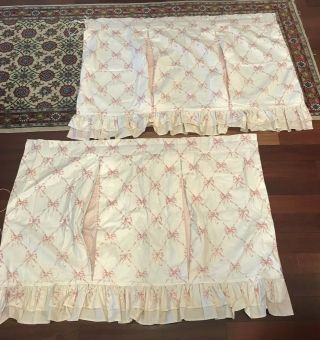 Vintage Waverly Pink Bows Jolie Fabric Curtains Custom Cute Girls Room Fancy